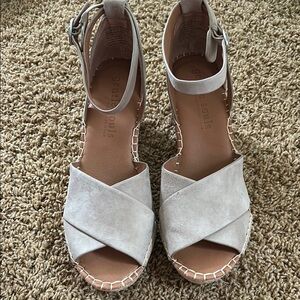 gentle souls Cream Espadrilles with Ankle Strap and Textured Upper